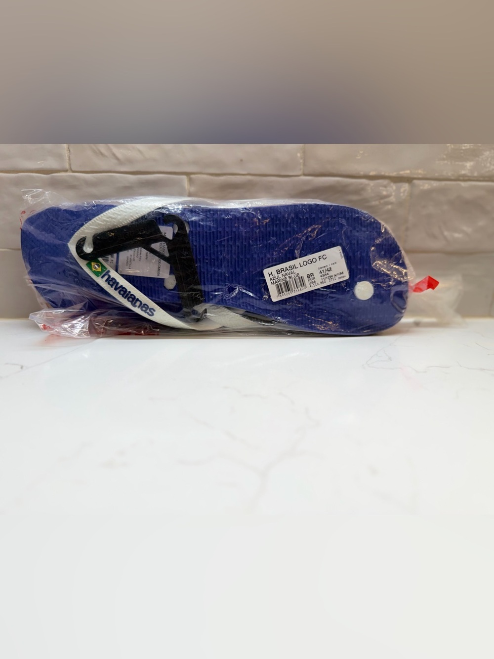 🩴 Havaianas Brasil Logo Marine Blue Flip Flops Men’s 9/10 NWT - Picture 6 of 7